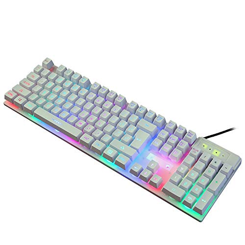 LaLa POP Juego de Teclado Iluminado Wired Teclado a Prueba de Agua Teclado de Escritorio Teclado Universal (Color : White) LaLa POP Juego de Teclado Iluminado Wired Teclado a Prueba de Agua Teclado de Escritorio Teclado Universal (Color : White)