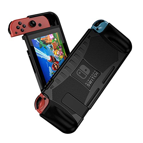 LAYJOY Carcasa para Nintendo Switch, Funda Protectora para Nintendo Switch Silicona Suave TPU Case con 2 Ranuras de Almacenamiento para Tarjetas de Juego Absorción de Choque y Antiarañazos -Negro