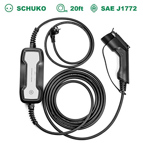 LEFANEV Cable de Carga EV Tipo 1 Caja de Carga conmutable 10 / 16A Schuko Cargador de 2 Polos SAE J1772 estación de Carga EVSE portátil estándar para vehículos eléctricos (Schuko, Tipo 1)