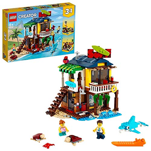 LEGO 31118 Creator 3en1 Casa Surfera en la Playa Set de Construcción con Faro y Casa de Verano con Piscina