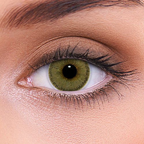 Lentes de contacto de hidrogel de silicona marrones naturales 'Natural Hazel' de alta cobertura + contenedor de LENZOTICA I 1 par (2 piezas) I DIA 14.00 I sin aumento I 0,00 dioptrías