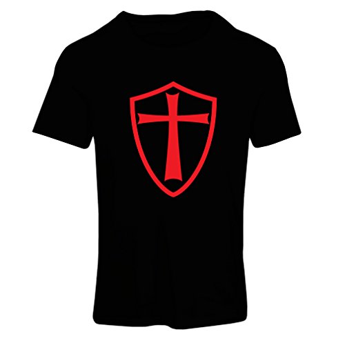lepni.me Camiseta Mujer Caballeros Templarios - Escudo de los Templarios (X-Large Negro Rojo)