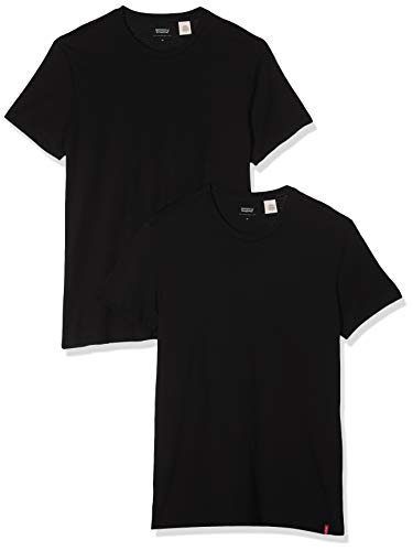 Levi's Slim 2Pk Crewneck 1 Camiseta, Two-Pack tee Black + Black, M 2 para Hombre