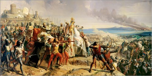 Lienzo 40 x 20 cm: The Battle of Montgisard de Charles-Philippe Lariviere / Bridgeman Images - cuadro terminado, cuadro sobre bastidor, lámina terminada sobre lienzo auténtico, impresión en lienzo