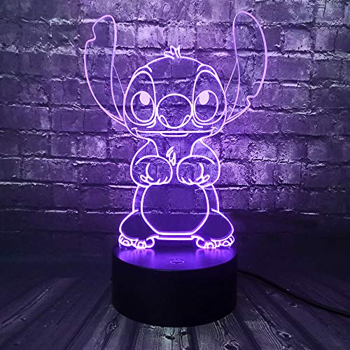 Lilo & Stitch - Lámpara de noche de dibujo animado 3D princesa lámpara de noche de dormitorio USB con mando a distancia multicolor lámpara de escritorio Ilustración decoración Lilo & Stitch - Lámpara de noche de dibujo animado 3D princesa lámpara de noche de dormitorio USB con mando a distancia multicolor lámpara de escritorio Ilustración decoración