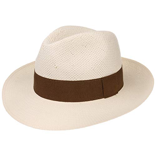 Lipodo Sombrero de Paja Palermo Mujer/Hombre - Made in Italy Sol Bogart Playa con Banda Grosgrain Primavera/Verano - L (58-59 cm) Natural