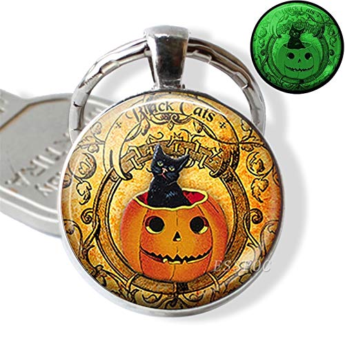 Llavero Gato de Halloween Luminoso Llavero Llavero Brillante en el Gato Oscuro con el Arte de la fotografía Calabaza Regalos de Cristal Llave- (Color : Black) Llavero Gato de Halloween Luminoso Llavero Llavero Brillante en el Gato Oscuro con el Arte de la fotografía Calabaza Regalos de Cristal Llave- (Color : Black)