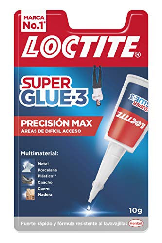 Loctite Super Glue-3 Precisión, pegamento transparente de máxima precisión, pegamento instantáneo triple resistente, adhesivo universal con goteo fácil de regular, 1x10 g