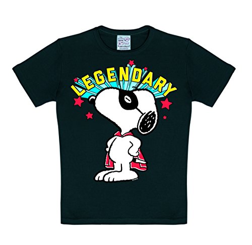 Logoshirt Camiseta para niño Snoopy - Legendario, Peanuts - Beagle - Snoopy - Legendary - Camiseta con Cuello Redondo Negro - Diseño Original con Licencia, Talla 122/134, 7-9 años