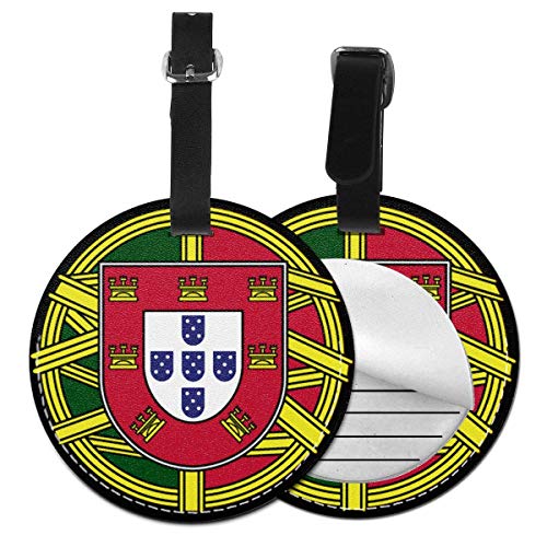 Logotipo de la Bandera de Portugal Redondo para Equipaje de Mano, Etiquetas Inspiradoras para Equipaje de Mano, Accesorios de Viaje, Negro (Negro) - 5063178181655