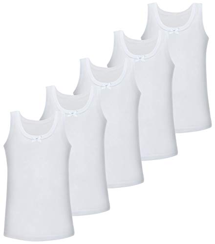 LOREZA ® Camiseta Interior para niña - 100 % algodón - Pack de 5 Unidades - Blanco - 12-13 años