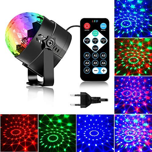 Luces de fiesta activadas por sonido con control remoto Iluminación de DJ, bola de discoteca RBG, lámpara estroboscópica 7 modos de luz de escenario para fiestas de baile en casa, cumpleaños, DJ Luces de fiesta activadas por sonido con control remoto Iluminación de DJ, bola de discoteca RBG, lámpara estroboscópica 7 modos de luz de escenario para fiestas de baile en casa, cumpleaños, DJ