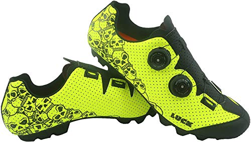 LUCK Zapatillas MTB Galaxy Calaveras. Zapatos Ciclismo Montaña para Hombre y Mujer. Suela de Carbono. Doble Cierre Rotativo ATOP. Calzado Bicicleta MTB (43 EU Ancho)