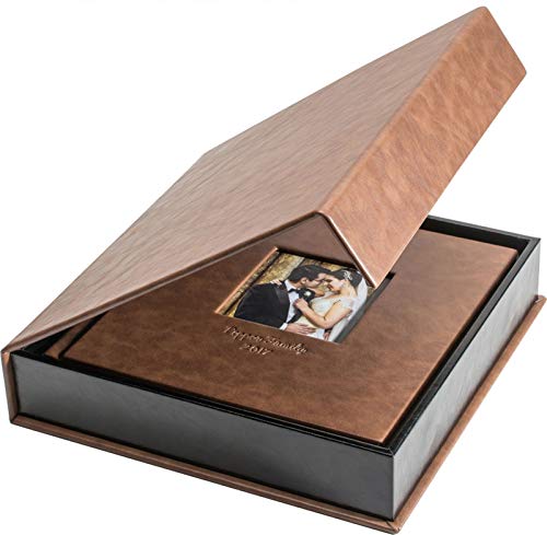 LWHAMA Caja de álbum de foto de lino personalizado 100% hecha a mano para embalaje