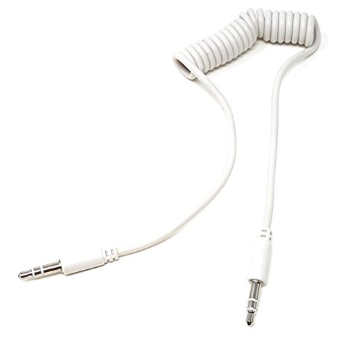 MainCore Cable de audio estéreo retráctil para teléfonos móviles, tabletas, mp3, auriculares (disponible en color blanco y negro), color blanco