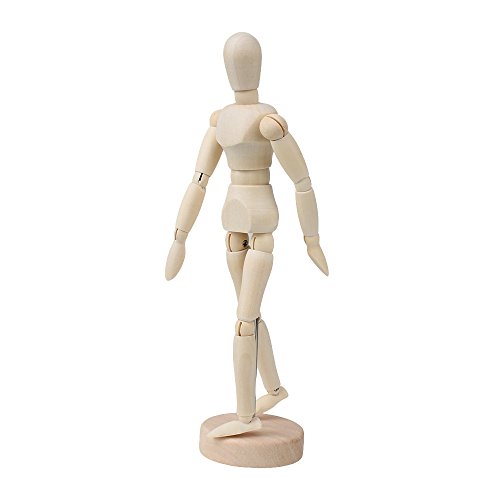 Maniquí articulado de madera BQLZR para artistas y dibujantes, con un tamaño de 11,9 cm, cuerpo flexible con base, beige, 13,9 cm