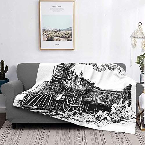 Manta de Tiro Ligero Suave Lana Calentar,Locomotora de vapor tren antiguo rústico en el país locomotora vagones de madera vía férrea con humo,Toda la Temporada Sofá Cama Franela Edredón,80" X 60" Manta de Tiro Ligero Suave Lana Calentar,Locomotora de vapor tren antiguo rústico en el país locomotora vagones de madera vía férrea con humo,Toda la Temporada Sofá Cama Franela Edredón,80" X 60"