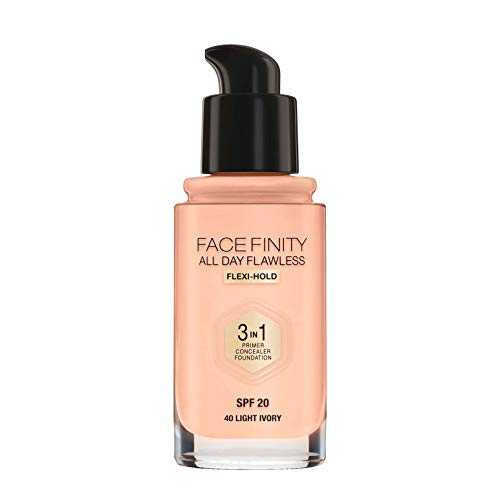 Max Factor - All day flawless 3 in 1 foundation, base de maquillaje, 40 ivory