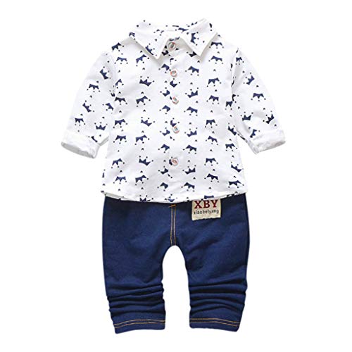 MAYOGO 2pcs Niño Invierno Estampado Camisa Tops Pantalon Vaquero Conjunto de Bebe Niño Otoño Moda Ropa Bebe Niño Pantalones Jeans y Blusa 1-5 Años