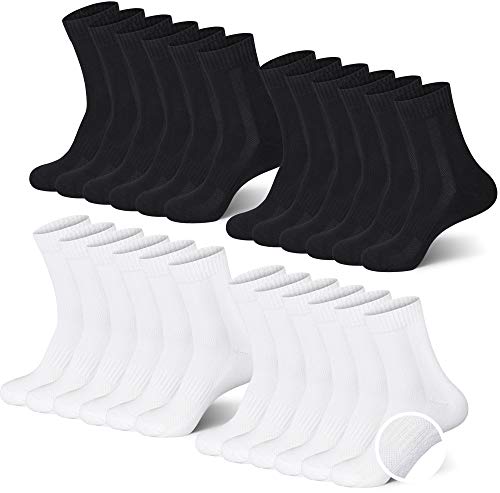 MC.TAM® Calcetines Deportivos Tenis Unisex Hombres Mujer Niños Niñas 12 Pares 80% Algodón (Oeko-Tex® Standard 100) Suela de Felpa, 35-38, 12 Pares de Negro & Blanco MC.TAM® Calcetines Deportivos Tenis Unisex Hombres Mujer Niños Niñas 12 Pares 80% Algodón (Oeko-Tex® Standard 100) Suela de Felpa, 35-38, 12 Pares de Negro & Blanco