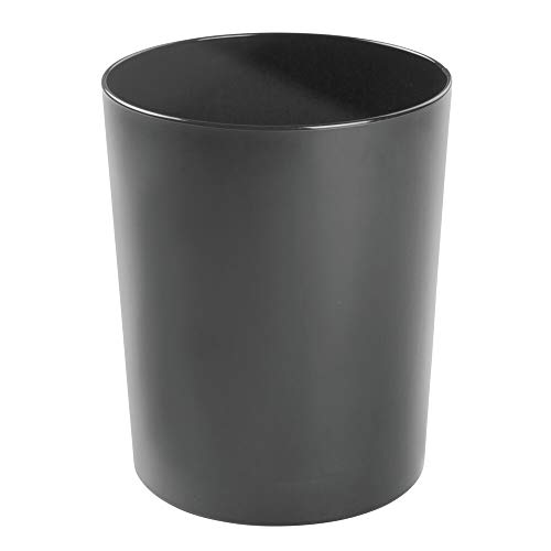 mDesign – Papelera metálica – Cubo de basura moderno para el baño, la oficina o la cocina – Preciosa papelera de diseño de color negro – Fabricada en metal