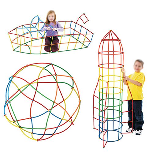 MEGA Kids Straw Building Construction Toys Colorful DIY Interlocking Plastic Engineering Building Blocks Stick, 400 PCS