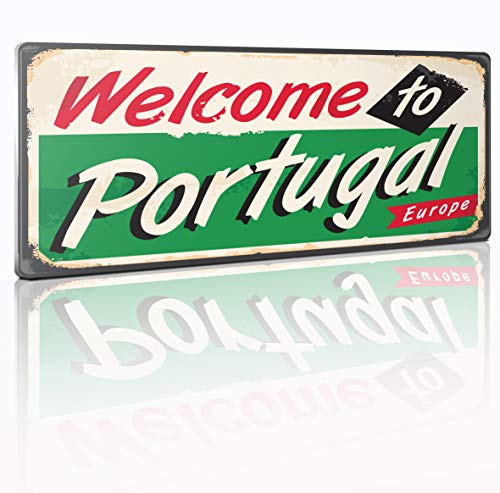 Megadecor Placa Tipo Matricula Vintage en Aluminio o PVC - Welcome to Portugal. 30cm x 15cm (PVC 5mm)