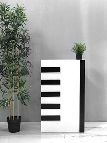 Mesa de Oficina Mostradores para Tiendas o Recepción Mueble Blanco con Rayas Negras Teclas de Piano Mesa de Oficina Mostradores para Tiendas o Recepción Mueble Blanco con Rayas Negras Teclas de Piano