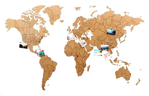 MiMi Innovations - Puzzle de madera de lujo World Map True Puzzle 150 x 90 cm - Marrón
