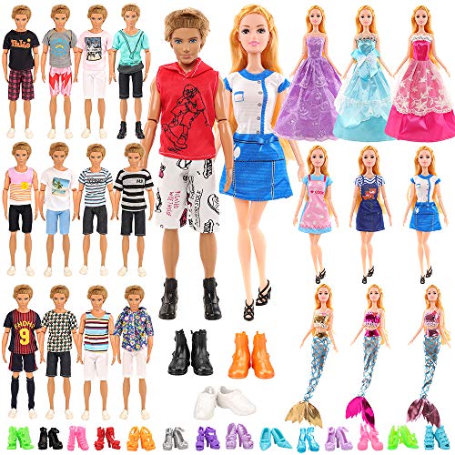 Miunana 19 piezas para 30cm Niña Muñeca (3 vestidos de moda + 3 vestidos de novia + 3 vestidos de sirena + 10 piezas de zapatos) + 9 piezas Niño Muñeca (6 vestidos + 3 piezas de zapatos) No Hay Muñeca Miunana 19 piezas para 30cm Niña Muñeca (3 vestidos de moda + 3 vestidos de novia + 3 vestidos de sirena + 10 piezas de zapatos) + 9 piezas Niño Muñeca (6 vestidos + 3 piezas de zapatos) No Hay Muñeca