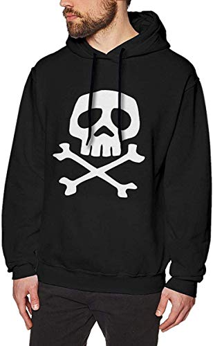 MLTseown Hombre Sudaderas con Capucha, Sudaderas, Space Pirate Skull Warm Long Sleeve Sweater Pullover Hooded for Men Winter Black