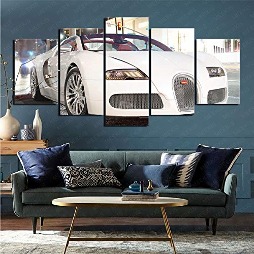 mmkow Imprime Imágenes para Vehículos Bugatti Veyron5 Paneles Hogar Sala De Estar Montaje Mejor Regalo Decoración Obra De Arte Pintura