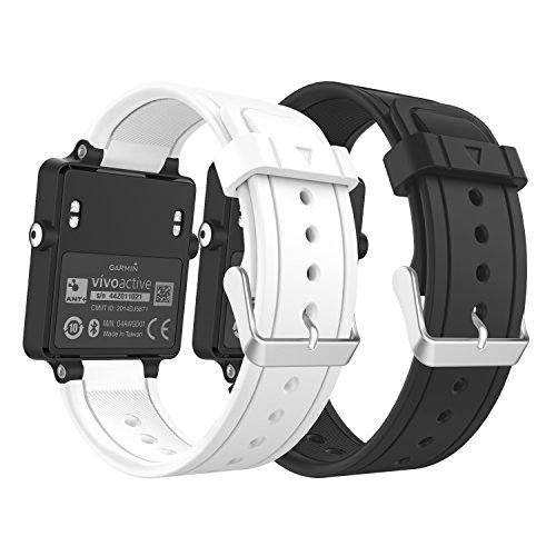 MoKo Garmin Vivoactive Correa de Reloj, Suave Silicona Reemplazo Watch Band para Garmin Vivoactive/Vivoactive Acetate Sports GPS Smartwatch - Negro/Blanco
