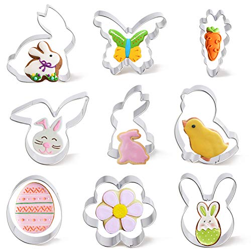 Moldes Galletas, 9 Pcs Pascua de Resurrección Cookie Cutter, Huevo de Pascua de Conejito Moldes Galletas Infantiles, de Acero Inoxidable para Galletas, Bizcochos, Fondant, Pasteles, Pan Moldes Galletas, 9 Pcs Pascua de Resurrección Cookie Cutter, Huevo de Pascua de Conejito Moldes Galletas Infantiles, de Acero Inoxidable para Galletas, Bizcochos, Fondant, Pasteles, Pan