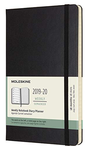 Moleskine 2019-20 Weekly - Agenda Cuaderno Semanal de 18 Meses 2019/2020, Negro, Tamaño Grande 13 x 21 cm, 208 Páginas (AGENDAS 18 MOIS)