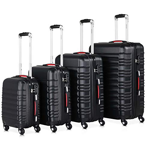 Monzana Juego de 4 Maletas rigidas Negro Equipaje de Viaje Set de valijas de 34L 55L 84L 120L Conjunto para finde Monzana Juego de 4 Maletas rigidas Negro Equipaje de Viaje Set de valijas de 34L 55L 84L 120L Conjunto para finde
