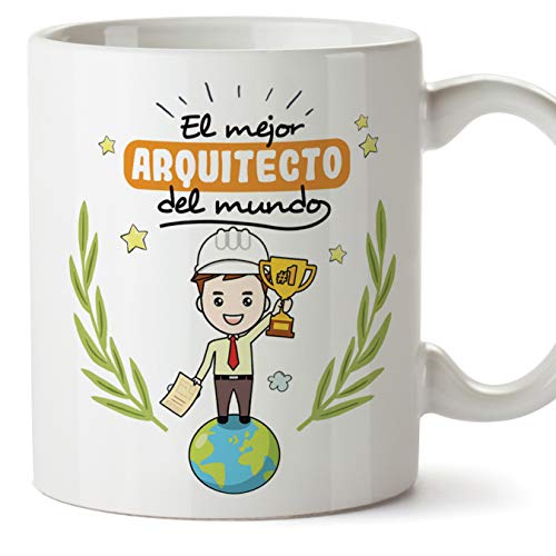 MUGFFINS Arquitecto Tazas Originales de café y Desayuno para Regalar a Trabajadores Profesionales - El Mejor Arquitecto del Mundo - Cerámica 350 ml