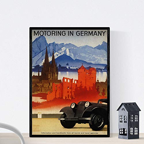 Nacnic Poster Vintage. Cartel Vintage Motoring in Germany. Tamaño A4