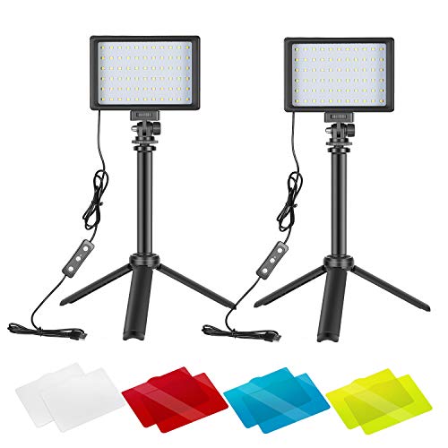 Neewer 2 Packs Kit Iluminación Fotografía Portátil Regulable 5600K USB 66 Luz Video LED con Mini Trípode Ajustable Filtros Color para Fotografía Mesa/Angulo Bajo Video Estudio Neewer 2 Packs Kit Iluminación Fotografía Portátil Regulable 5600K USB 66 Luz Video LED con Mini Trípode Ajustable Filtros Color para Fotografía Mesa/Angulo Bajo Video Estudio