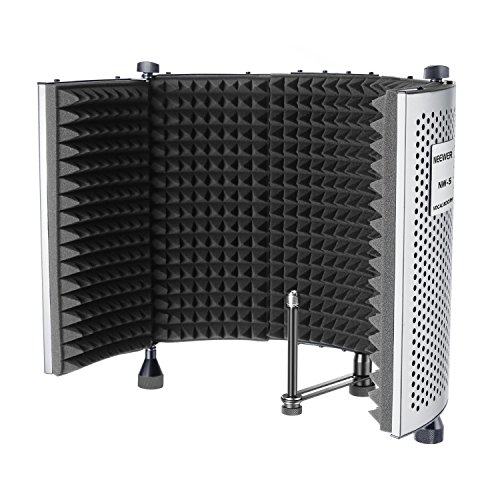 Neewer NW-5 Panel de Aislamiento Voz Portátil Plegable Ajustable para Micrófono de Protección de Aluminio con Espuma de Alta Densidad Pies Antideslizantes
