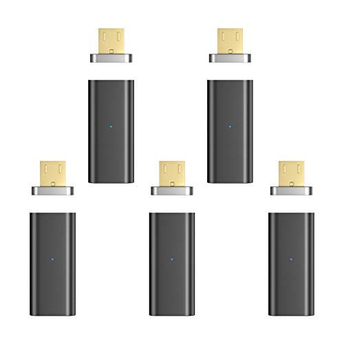 NetDot 5 Pack Micro USB de Tercera generación con Adaptador Micro USB magnético Compatible con Android Devie (Adaptador Micro USB/Paquete de 5 Negro)
