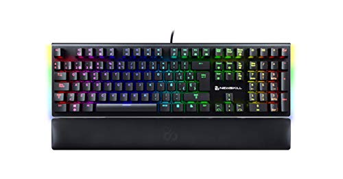 Newskill Serike Switch Red - Teclado Mecánico Gaming con Reposamuñecas Plegable Incluido (Teclas con grabación Macro, 20 Modos de iluminación RGB) - Color Negro Newskill Serike Switch Red - Teclado Mecánico Gaming con Reposamuñecas Plegable Incluido (Teclas con grabación Macro, 20 Modos de iluminación RGB) - Color Negro