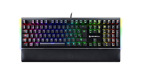 Newskill Serike Switch Red - Teclado Mecánico Gaming con Reposamuñecas Plegable Incluido (Teclas con grabación Macro, 20 Modos de iluminación RGB) - Color Negro