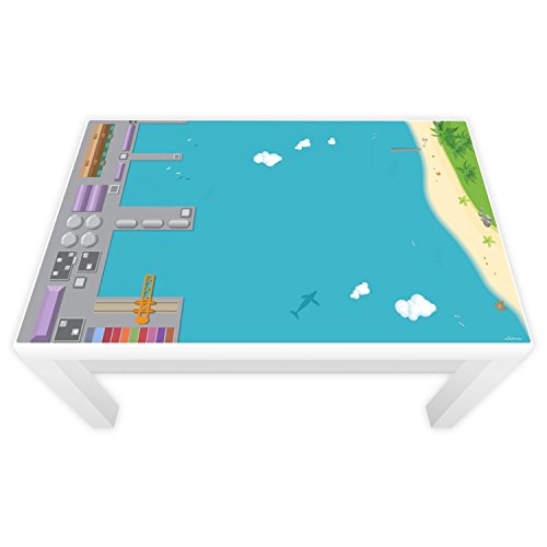 nikima Schönes für Kinder Lámina de juego para mesa lacada 89 x 54 cm puerto e isla (muebles no incluidos).