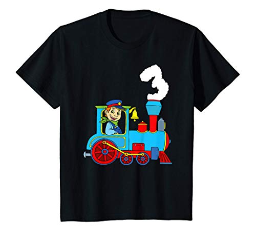 Niños Locomotora 3 Años Niño Tren Regalo Ferrocarril Cumpleaños Camiseta