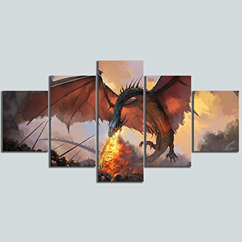 NOBRAND ZNIDEAL Cuadro sobre Lienzo Arte de la Pared de la Lona 5 PC Juego Hero Thrones Dragon Movie Impreso Poster Painting Modern Modular Impresiones en Lienzo