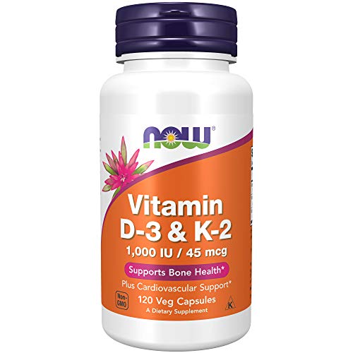 Now Foods Vitamin D3 & K2-1000IU 45mcg Standard - 120 Cápsulas
