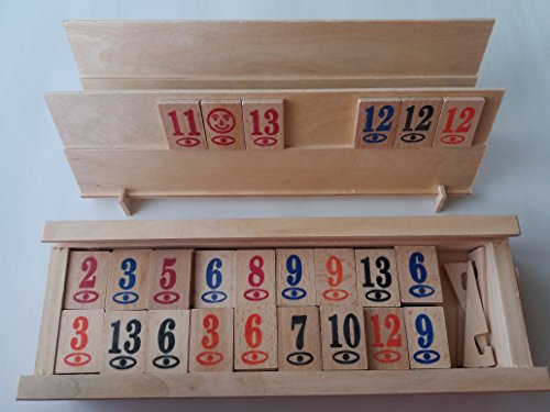 Nuevo completo de madera rummikub rummy juego de juego de los niños de estrategia de juego de familia juego de mesa en el cuadro de regalo para los niños los niños de los hombres