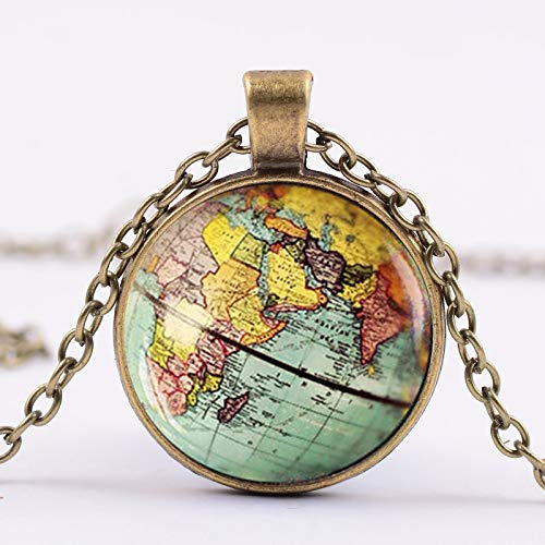 Nuevo llegado DIY globo cúpula collar de la Tierra Mapa del Mundo Colgante de la Cadena de Cristal Joyería Nueva York mapa hecho a mano