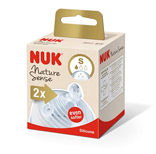 NUK Nature Sense 10124022 - Tetinas de silicona sin BPA, transparentes, tamaño S, 2 unidades, 51 g